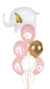 Preview: Latexballons - 1. Geburtstag Elefanten, Mädchen - je ø 30cm